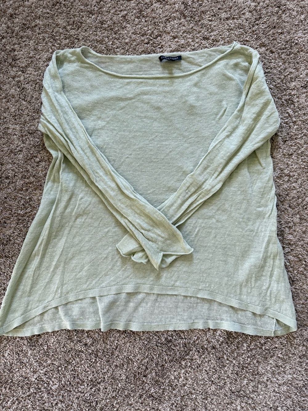 Eileen Fisher Light Green Women's Lightweight Long-Sleeve Top